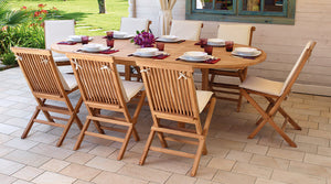 Tavolo Ovale Allungabile da Giardino 240x120 cm in Legno Teak Vorghini Alicudi