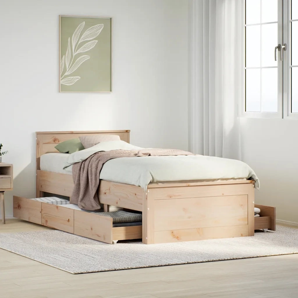 Giroletto senza Materasso con Testiera-Struttura Letto 75x190 cm Massello Pino