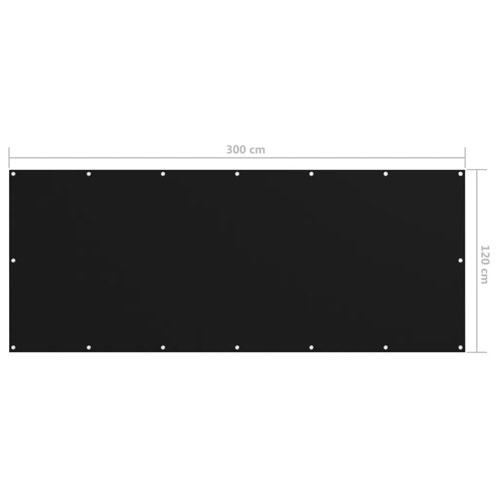 Paravento da Balcone-Pannello per balcone Nero 120x300 cm in Tessuto Oxford