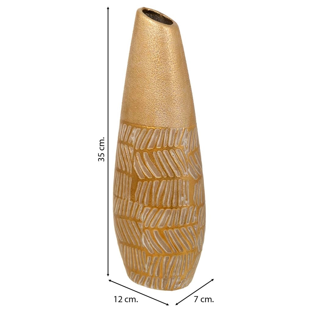 Vaso in ceramica dorata 12x7x35h