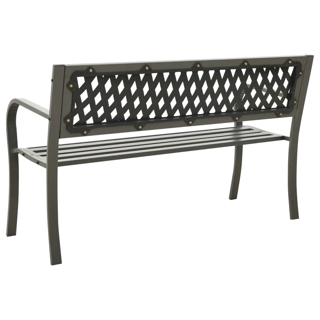 Panchina da Giardino 125 cm in Acciaio Grigia