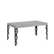 Tavolo allungabile 160/244x80 cm Karamay cemento gambe antracite