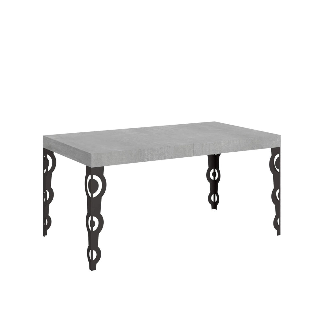 Tavolo allungabile 160/244x80 cm Karamay cemento gambe antracite