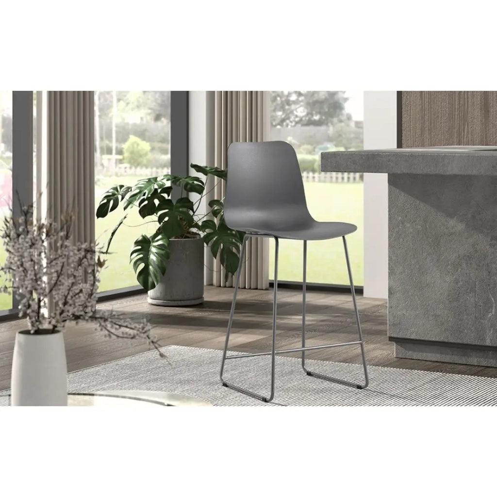 Sedia da bancone MARIO – PP grigio – Design moderno H100,5 cm