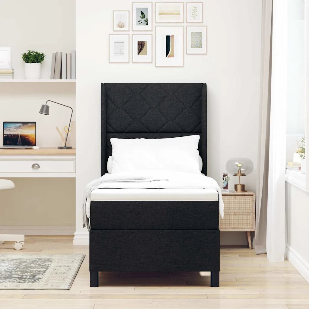 Letto a molle con materasso Nero 200 x 80 cm Tessuto 3341674