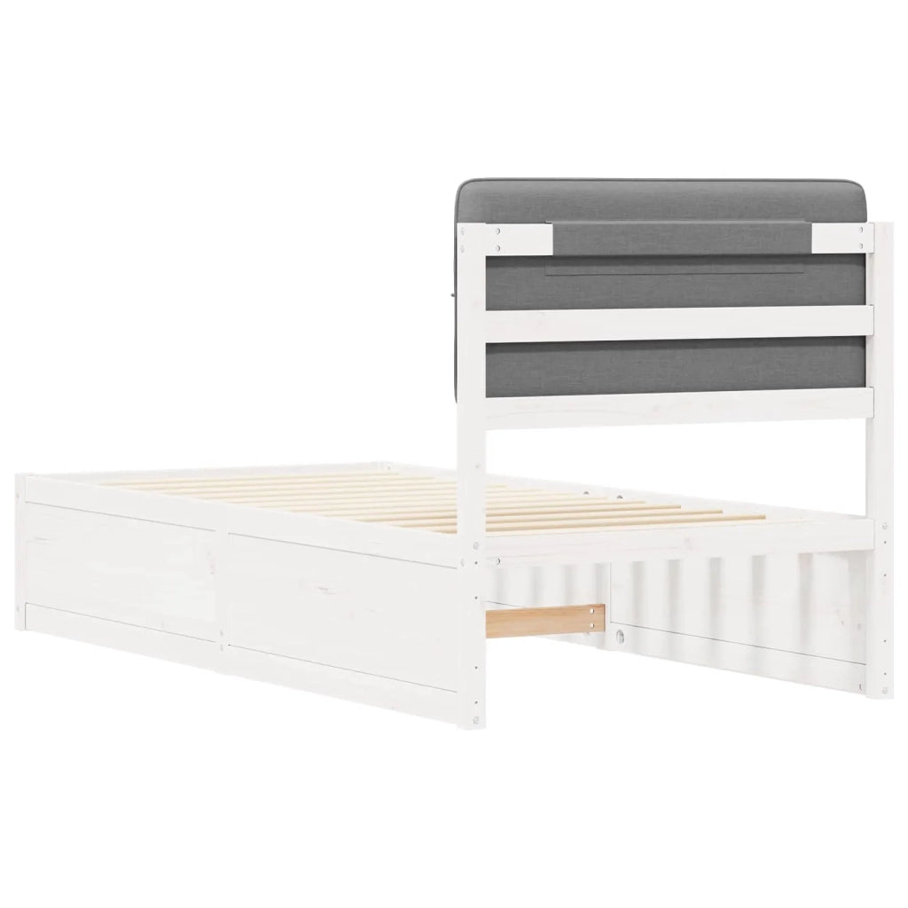 Letto con Testiera Rivestita Grigio chiaro 75 x 190 cm
