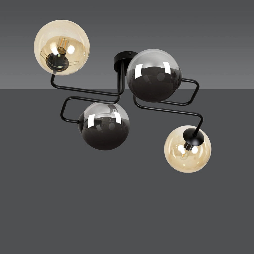 Plafoniera Emibig Brendi 4xE14 nero vetro mix 55cm