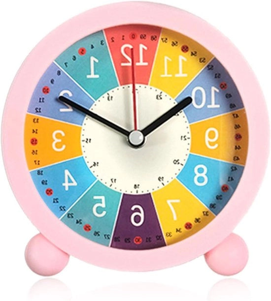 Alarme sveglia digitale e analogica per bambini senza suono di ticchettio - Rosa, adatta per bambini di entrambi i sessi, ideale per principianti in classe