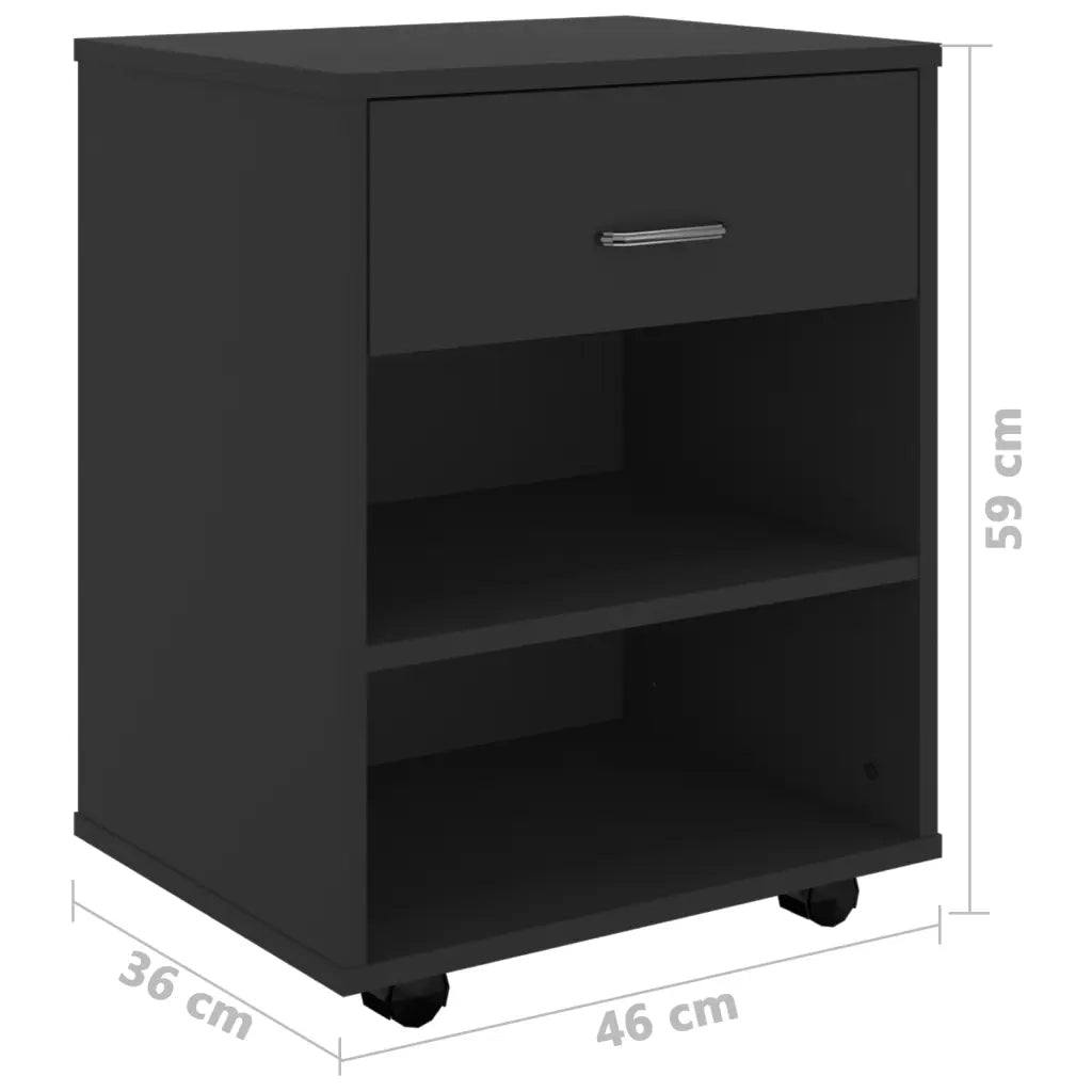 Mobiletto con Ruote Nero 46x36x59 cm in Legno Multistrato 808468