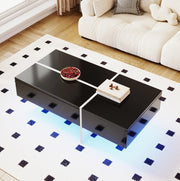 Tavolino da caffè 100x50x34;5 cm; LED controllata da app; truciolato; nero
