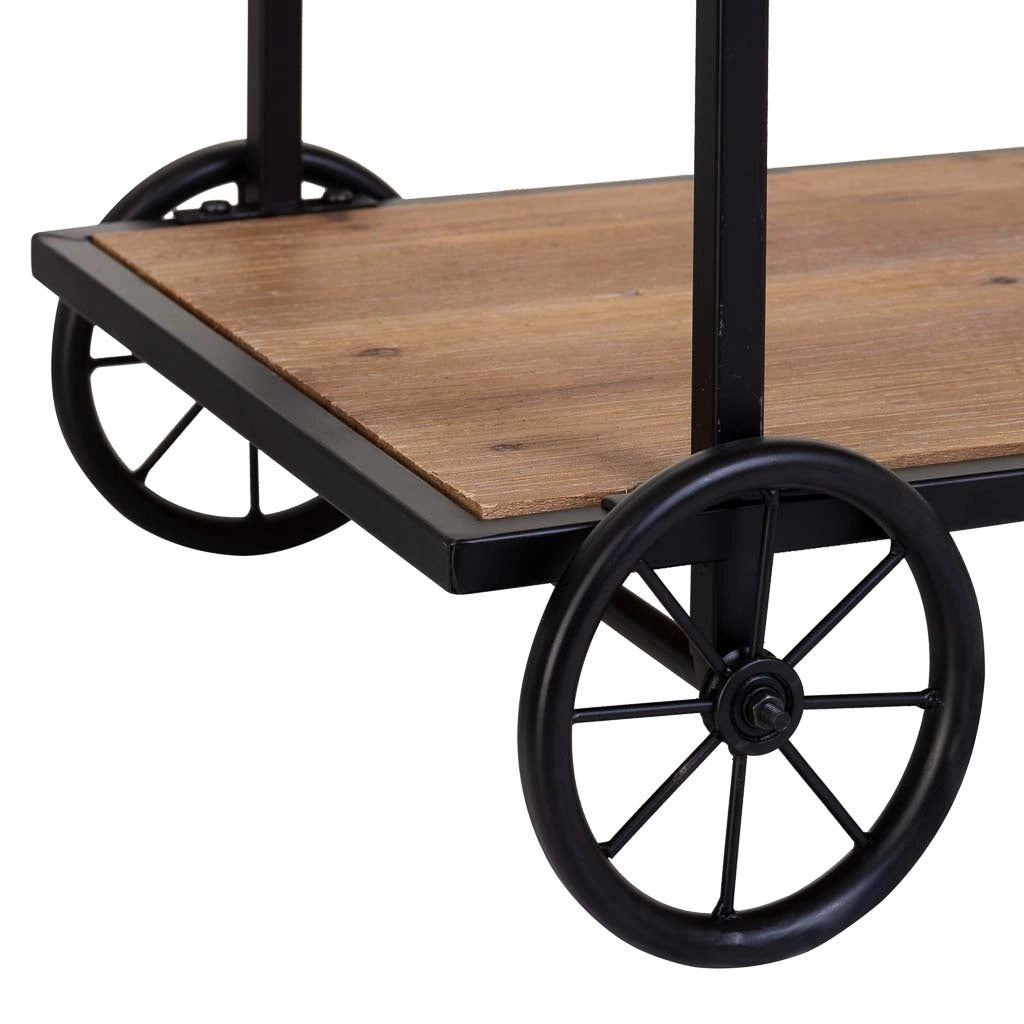 Console in legno e metallo laccato nero con 2 ripiani 120x42x78h cm