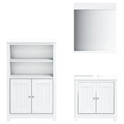 Set Mobili da Bagno | Armadio da bagno 3 pz BERG Bianco in Legno Massello di Pino