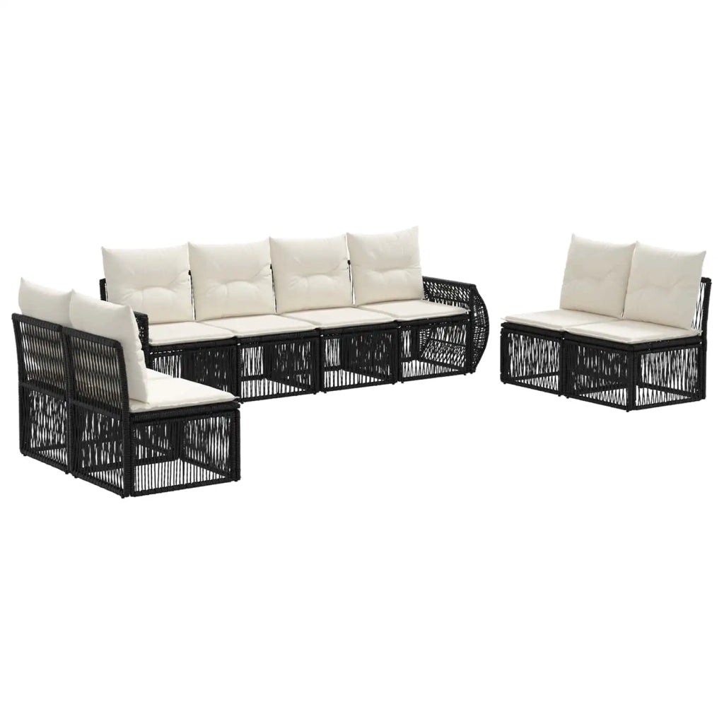 Set Divano da Giardino 8 pcs Nero e Bianco Crema polyrattan 3435391