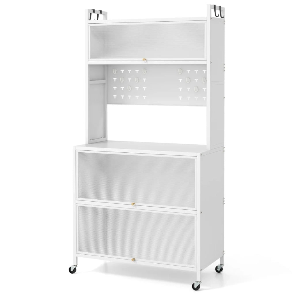Scaffale da cucina multifunzionale 80 x 40 x 160 cm con 5 ripiani sicurezza rinforzata design moderno in metallo bianco 20_0019397