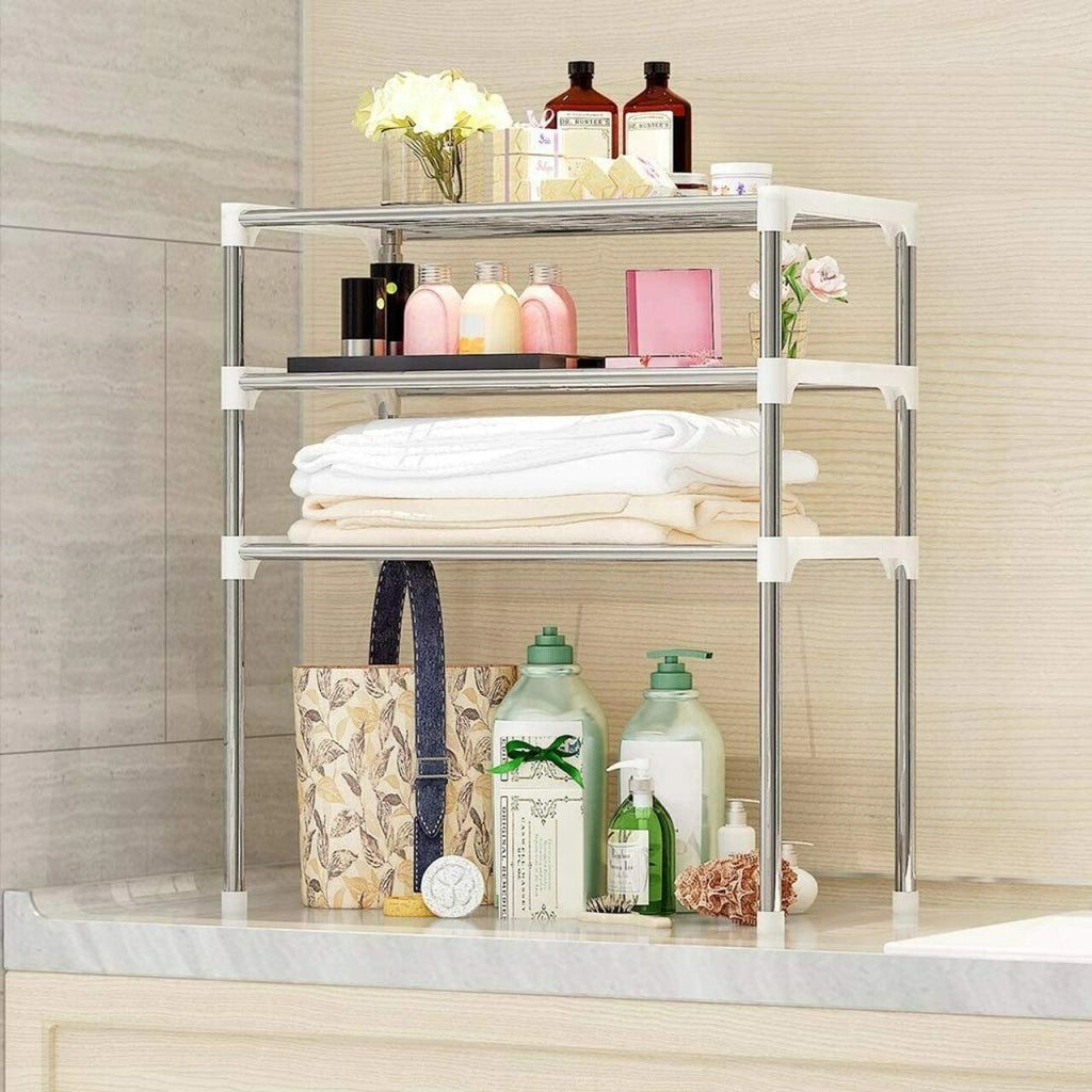 Scaffale salvaspazio 3 ripiani multiuso bagno cucina 65 x 60 x 25cm Art.5897