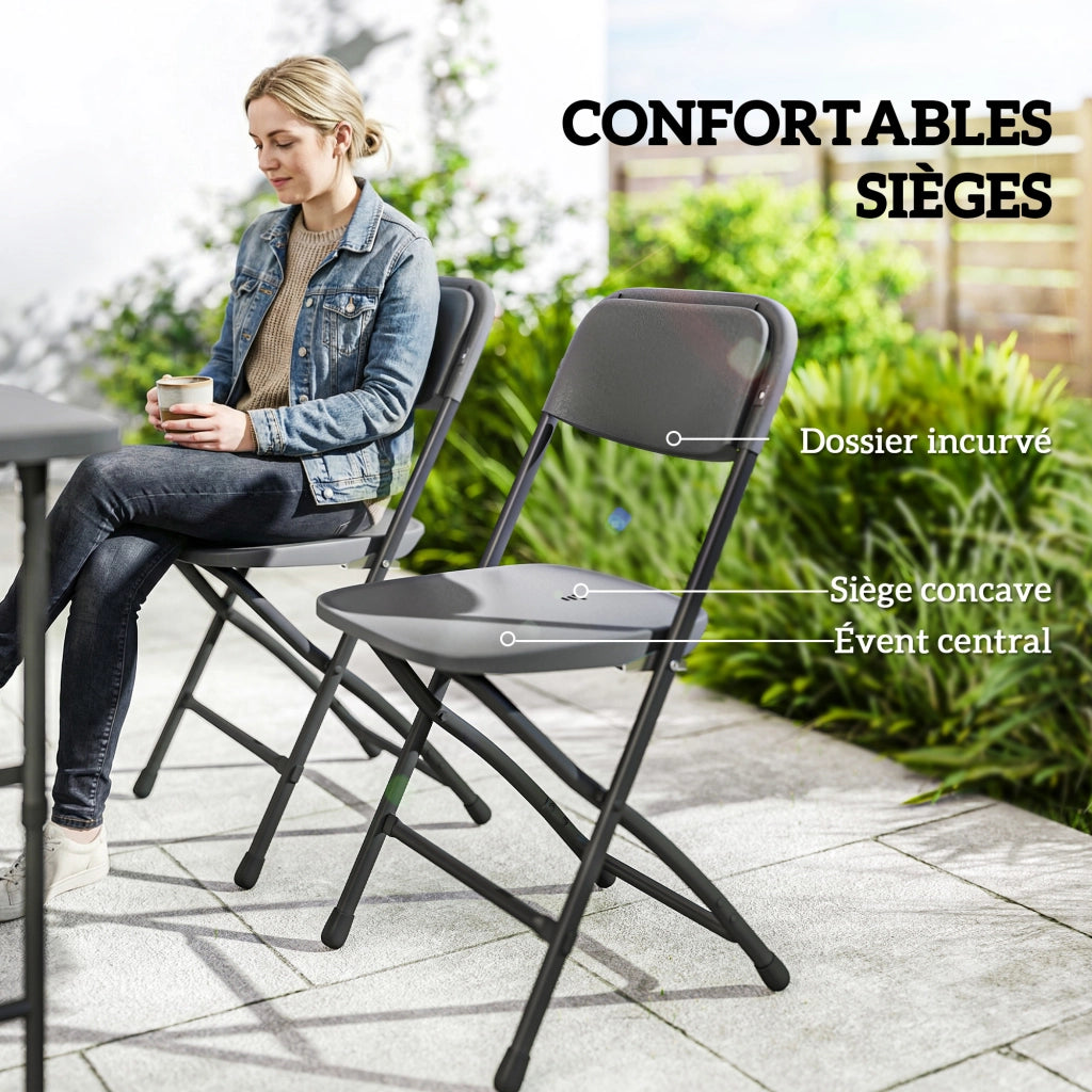 Set da giardino con tavolo regolabile e 4 sedie pieghevoli ¨C zephmum ¨C grigio scuro 118 cm