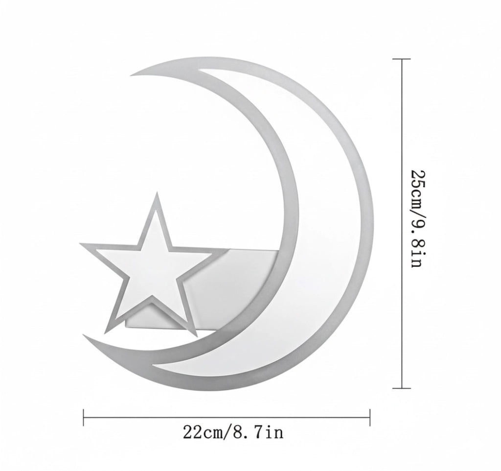 Applique LED da Parete 11W Design Luna e Stella Bianco – CCT Switch 3000K 4000K 6500K – 550 Lumen – Alluminio e Acrilico – Moderno per Cameretta, Soggiorno o Corridoio