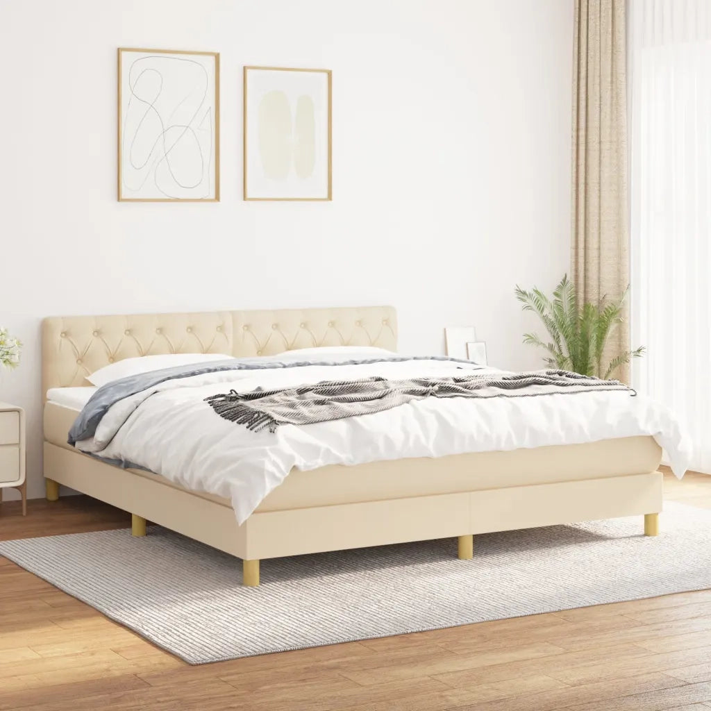 Giroletto a Molle con Materasso Crema 160x200 cm in Tessuto 3140870