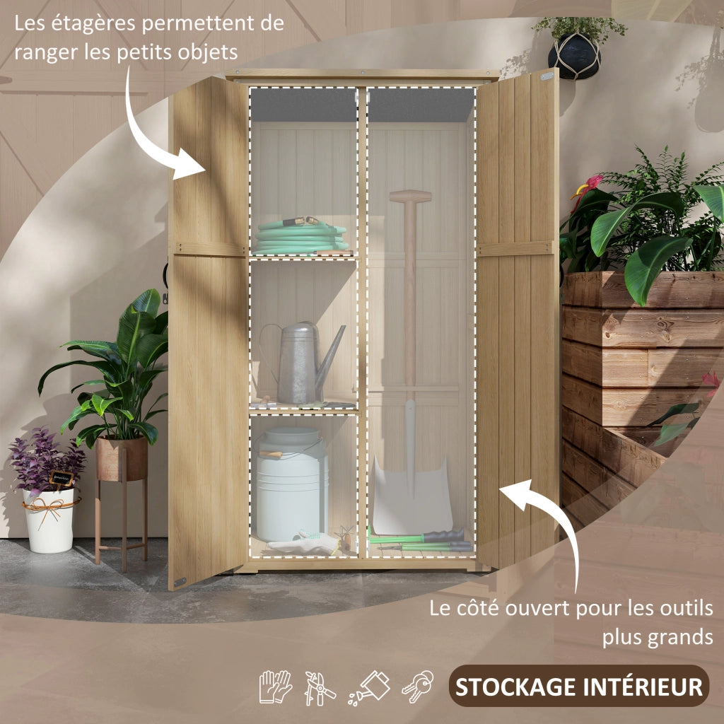 Armadio da giardino per attrezzi ¨C zephmum ¨C legno pino 90x54.5x168.5 cm