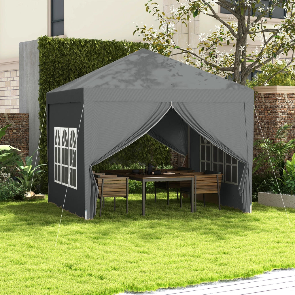 Gazebo da Esterno 3x3 m Pieghevole con 4 Pannelli Laterali, in Acciaio e Tessuto Oxford Grigio Chiaro
