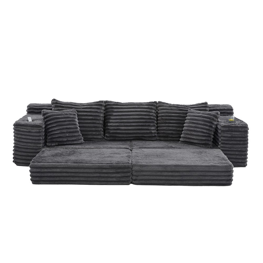 Divano letto 2 posti estraibile ¨C Minimal ¨C grigio scuro, tessuto con cuscini