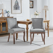 Sedie da Pranzo Imbottite in Tessuto con Gambe in Legno ¨C MINIMAL ¨C Set 2 Pezzi, Grigio