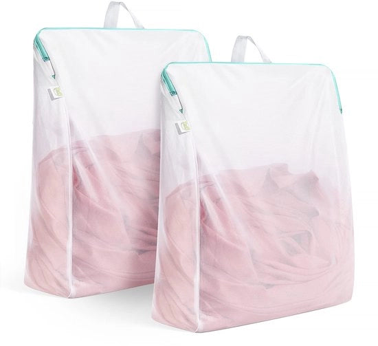 Set di 2 sacchetti per bucato, 50x60cm, grande per lavatrice, con cerniera e maniglie, per bucato e intimo, per calze e reggiseni