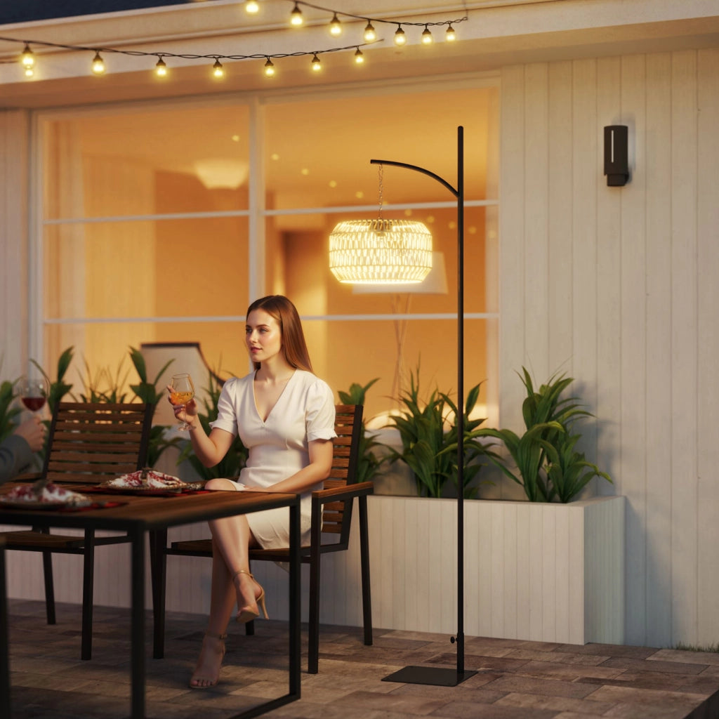 Lampada Solare da Esterno in Rattan con Sensore di Luce ¨C zephmum ¨C Nero e Giallo IP44