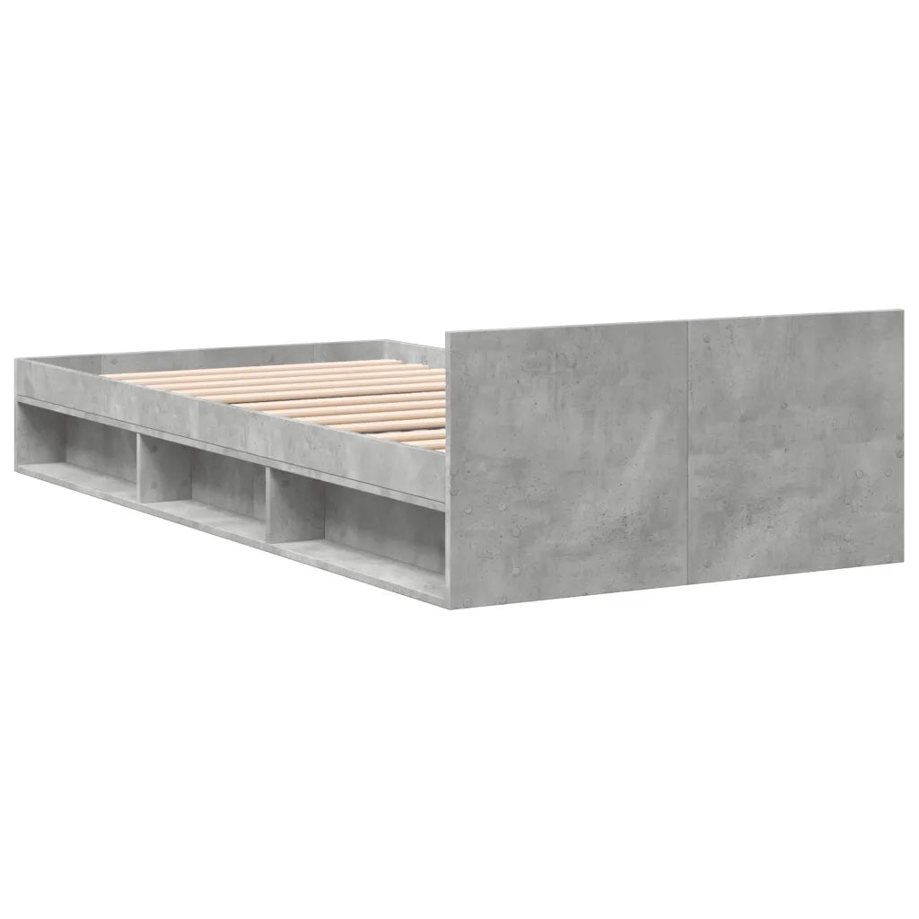 Letto singolo | Letto per adulti | Giroletto Cassetto Grigio Cemento 90x190 cm Legno Multistrato