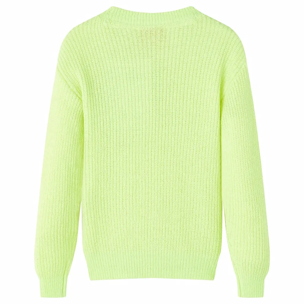Maglione da Bambina Lavorato a Mano Giallo Neon 140 14579