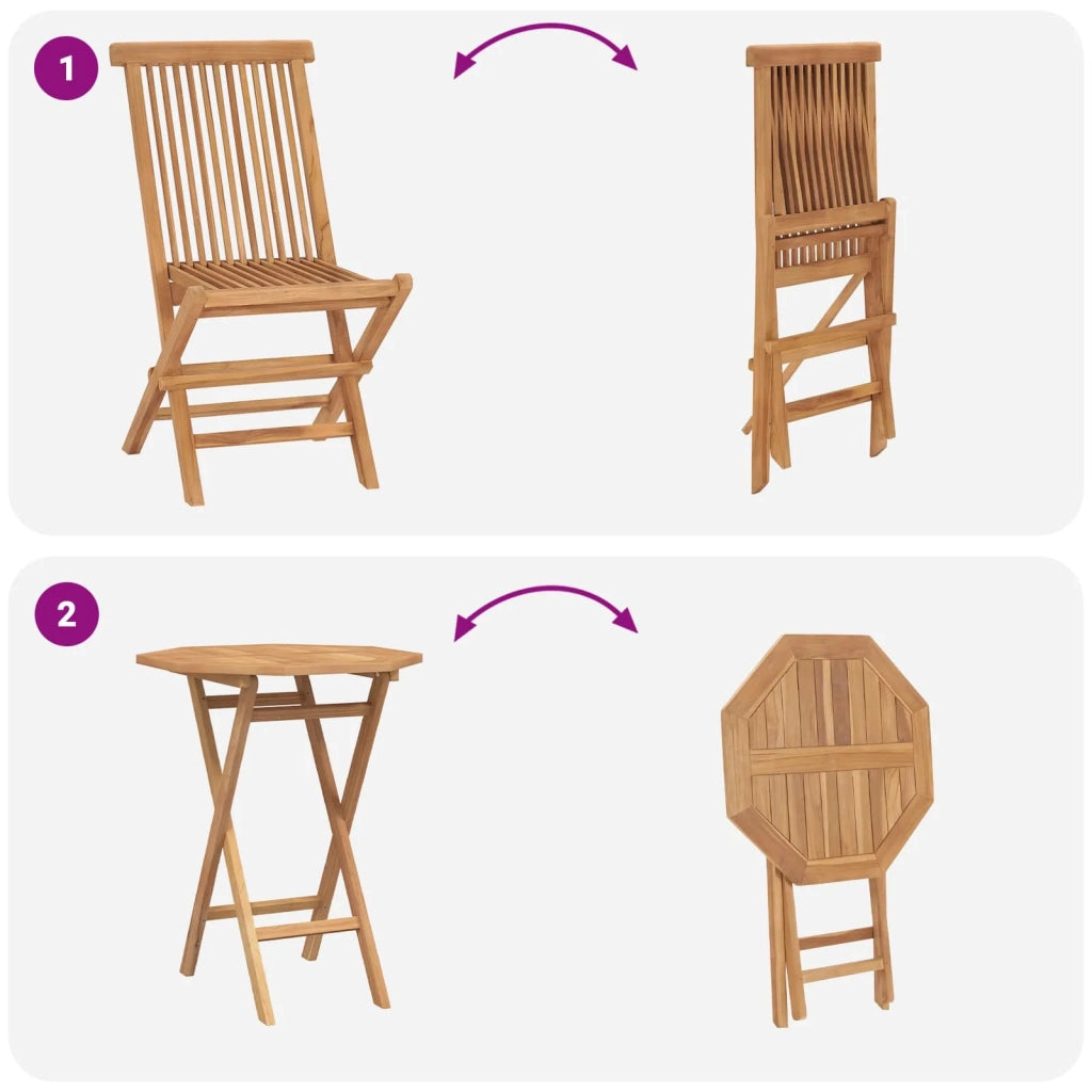 Set da Giardino 5 pz Marrone Legno Teak Massello 3437403