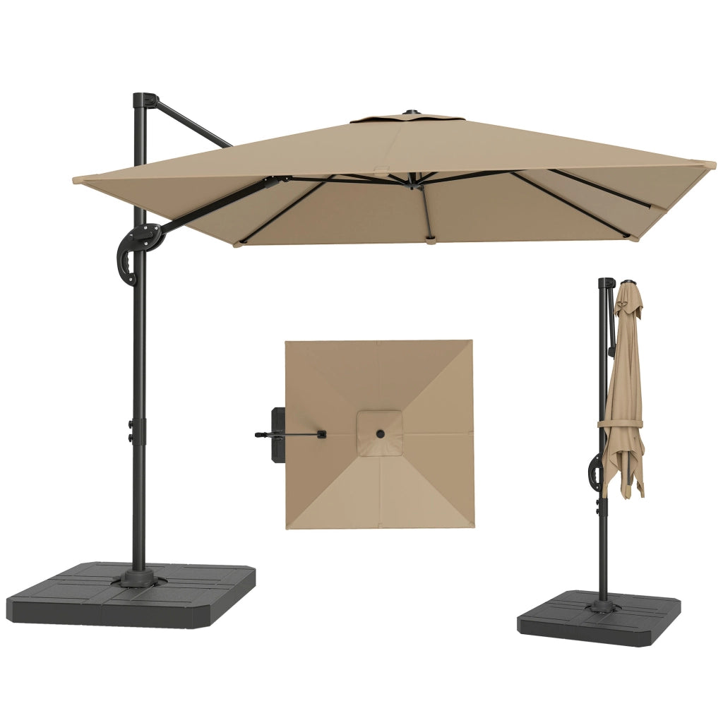 Parasol d¨¦port¨¦ carr¨¦ per giardino esterno ¨C zephmum ¨C kaki 2.4x2.4m, mastro in alluminio