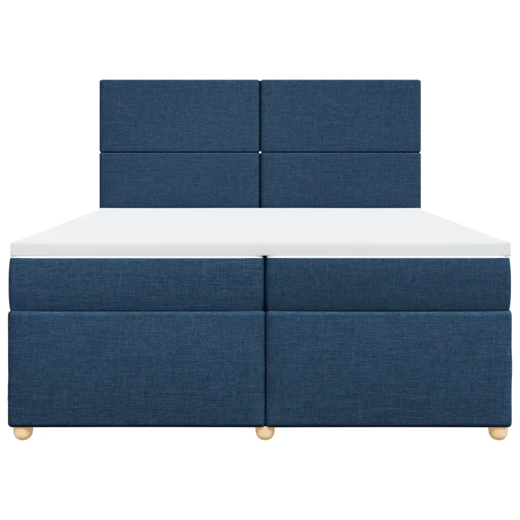 vidaXL Giroletto a Molle con Materasso Blu 200x200 cm in Tessuto