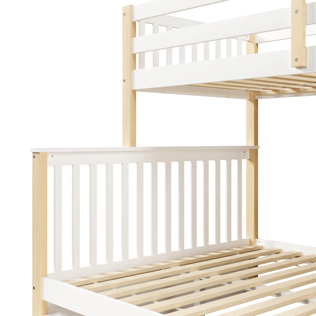LETTO A CASTELLO 90x200/140x200 cm Bianco e Naturale con cassetti