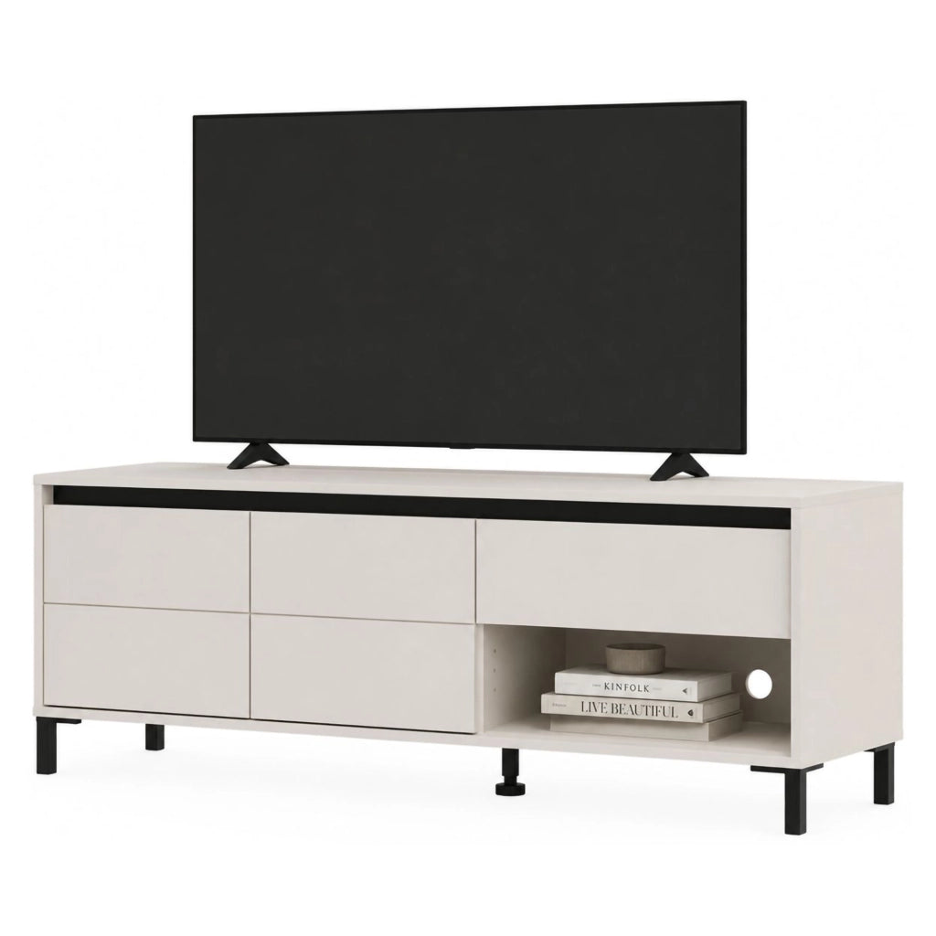 Corciano, Mobile Porta tv un Cassetto, 151x40x52h cm Bianco Crema