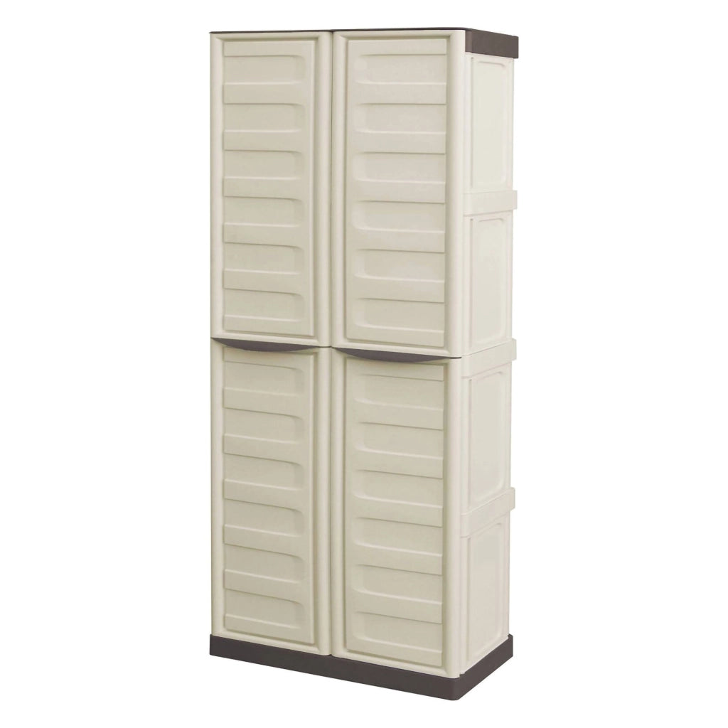 Mobile da Giardino Ipno, Armadio da Esterno 3 Ripiani Made in Italy, 39x70x165h cm Beige