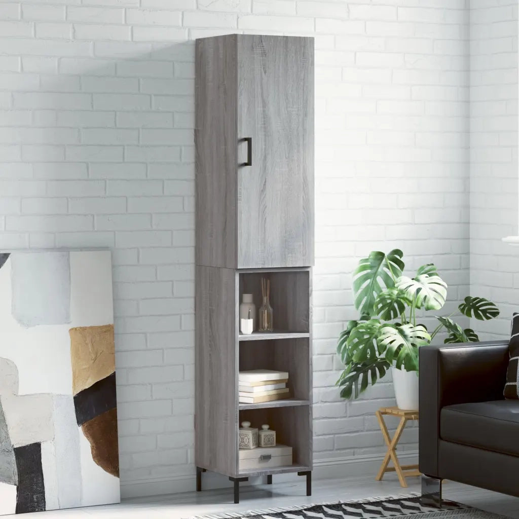 Credenza | Madia | Buffet da pranzo | Armadio da pranzo Grigio Sonoma 34,5x34x180 cm in Legno Multistrato