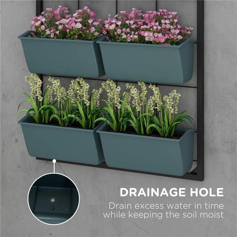 ORTO VERTICALE A 3 LIVELLI CON 6 VASI IN ACCIAIO E PLASTICA, 52X14X66CM, VERDE SCURO