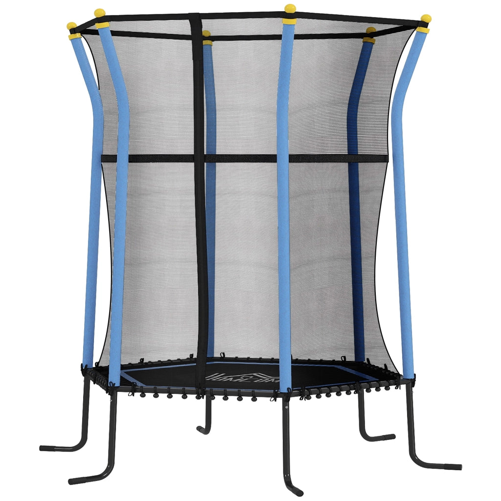 Trampolino per bambini ¨C Xylo ¨C ?163,5 cm con rete di sicurezza, imbottitura, acciaio, portata 50 kg, nero e blu