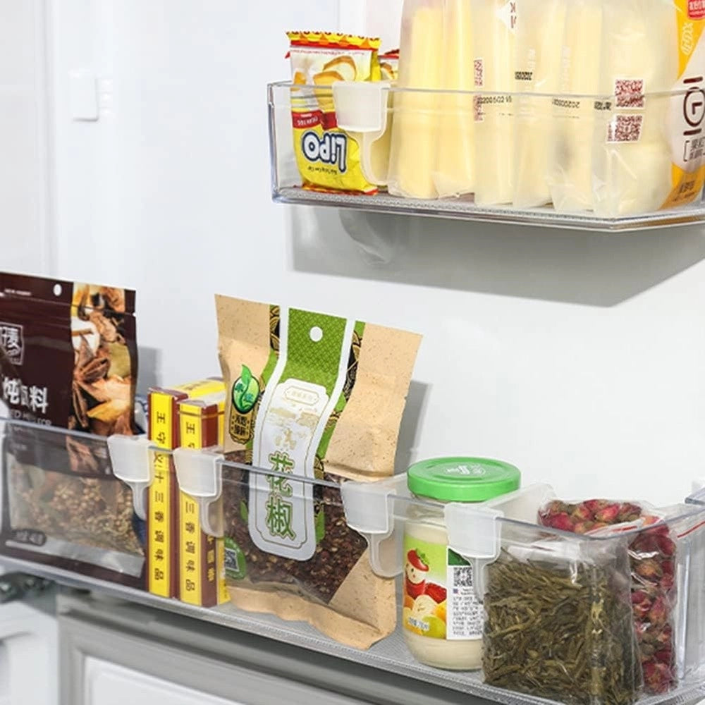 Trade Shop - Set 4 Pezzi Organizzatori Divisori Scomparti In Plastica Per Frigorifero Cucina -