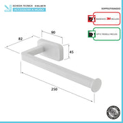 Set 4pz con appendino, porta rotolo e 2 porta salviette a muro in acciaio bianco Cubik