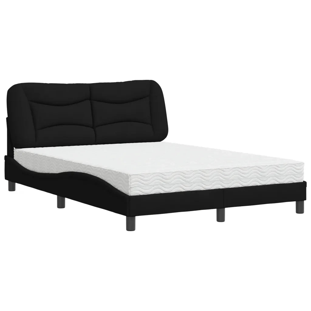 Letto con Materasso Hvar Nero 140x190 cm in Tessuto 3208529