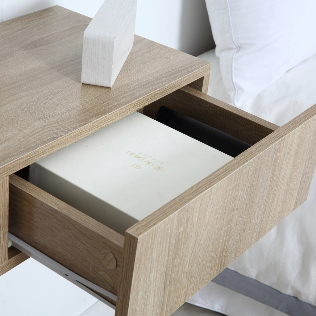 Set 2 Comodini Sospesi con Cassetti, Comodini Camera da Letto in Truciolato, Stile Moderno, 40x30x15 cm, Color Legno