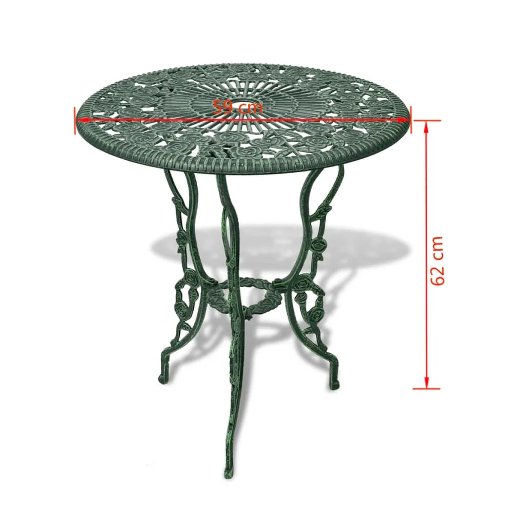 Set bistrot 3 pezzi in alluminio pressofuso verde 02_0014490