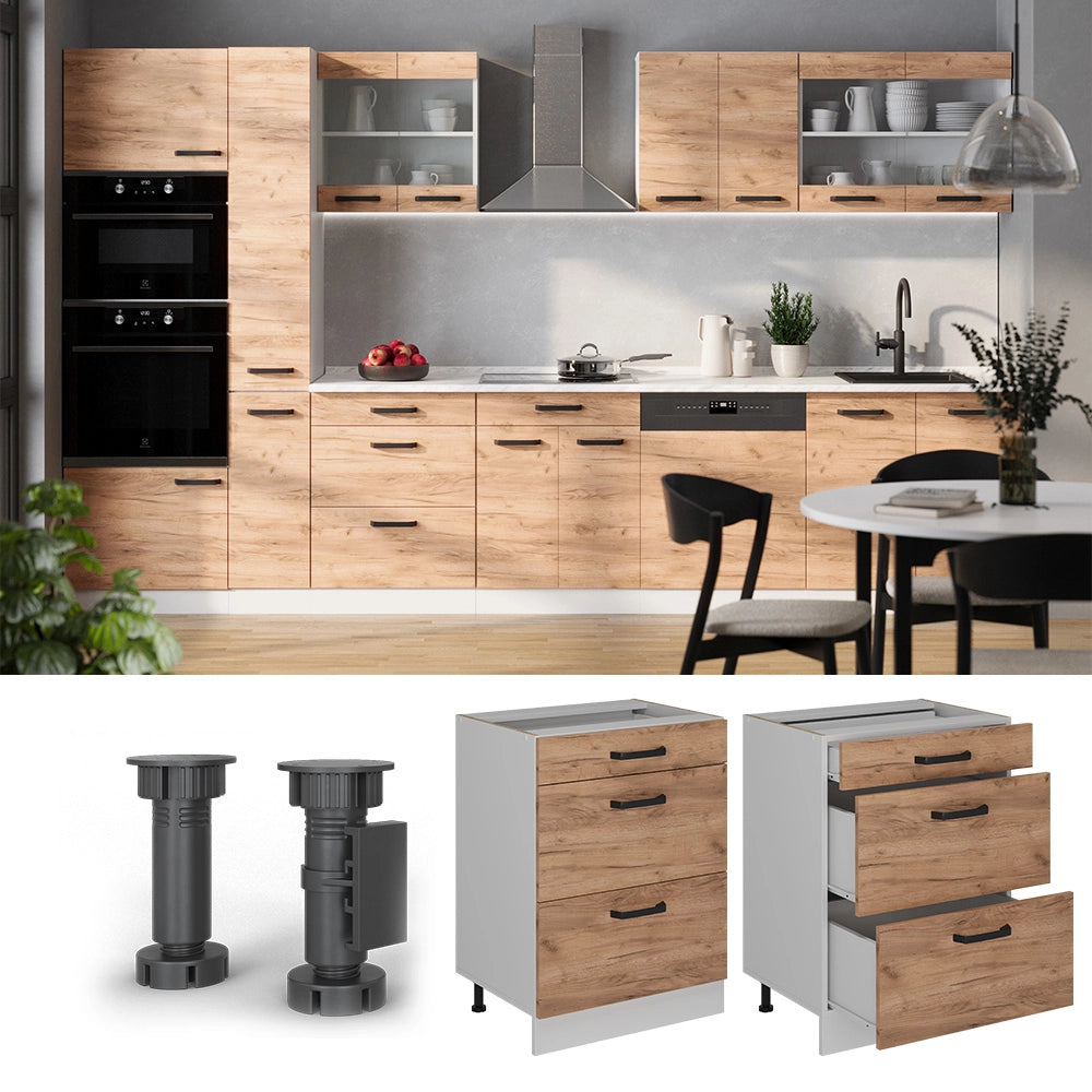 Vicco Mobiletto base per cucina Quercia dorata 60 cm PL Antracite