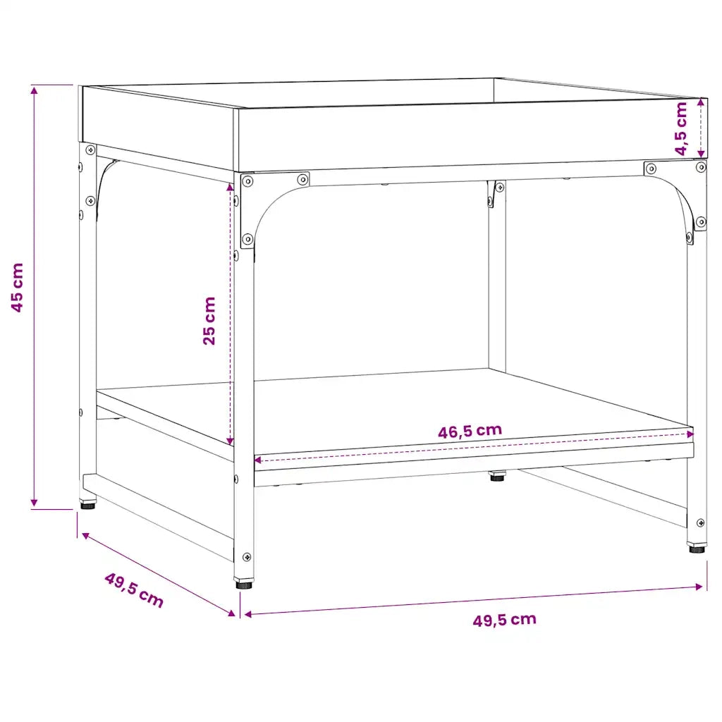 Tavolino Salotto-Tavolino da soggiorno-Tavolo Rovere Marrone 49,5x49,5x45 Legno Multistrato