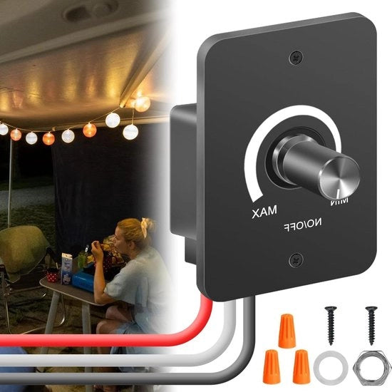 Dimmer per alimentazione 12 V DC - 5 A - regolazione continua - compatibile con LED strip per camper, caravan e veicoli commerciali.