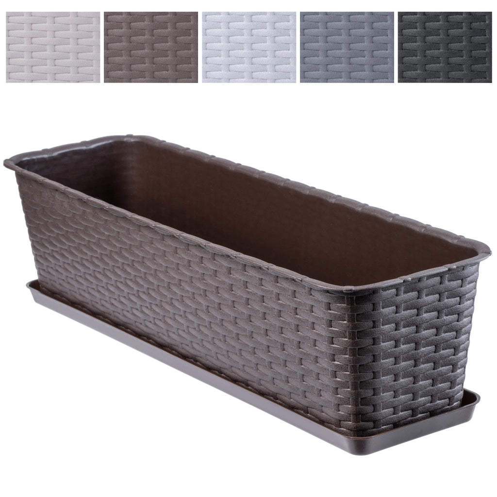 Vaso da fiori per balcone KADAX da 60 cm con supporto marrone