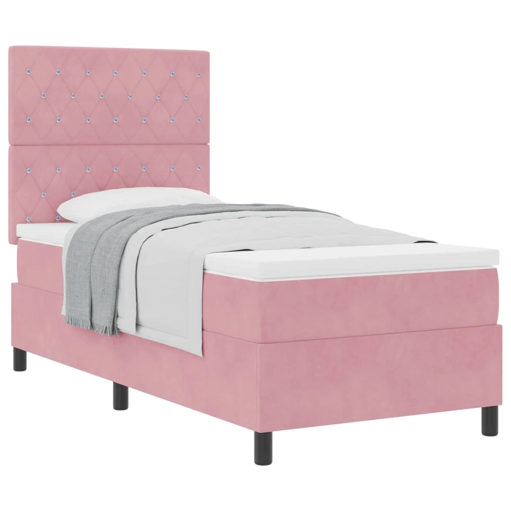 Letto a molle con materasso Rosa 90 x 190 cm Velluto 3339739