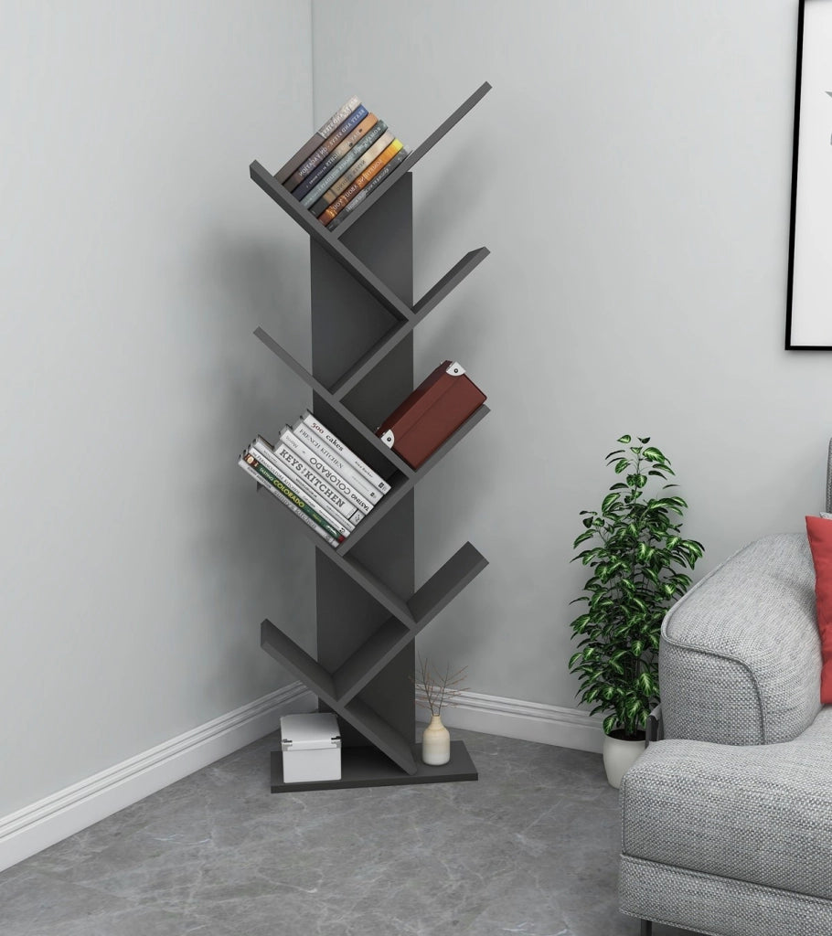 Libreria in legno "Hitit" - 46 x 22 x 128 cm - Grigio antracite